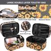 FITINI 3 Pieces Sunflower Makeup Bags Double Layer Travel Large Cosmetic Cases Organizer Toiletry Bags Waterproof Small Zipper Pouch for Women Makeup Brush Storage Bag view 4