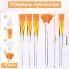 32 Pcs Face Mask Fan Brush Applicator Set Soft Fan Brush Flat Head Facial Esthetician Mask Cosmetic Makeup Tools for Eyelash Extension Peel Mud Clay face Cream(Brown) view 2