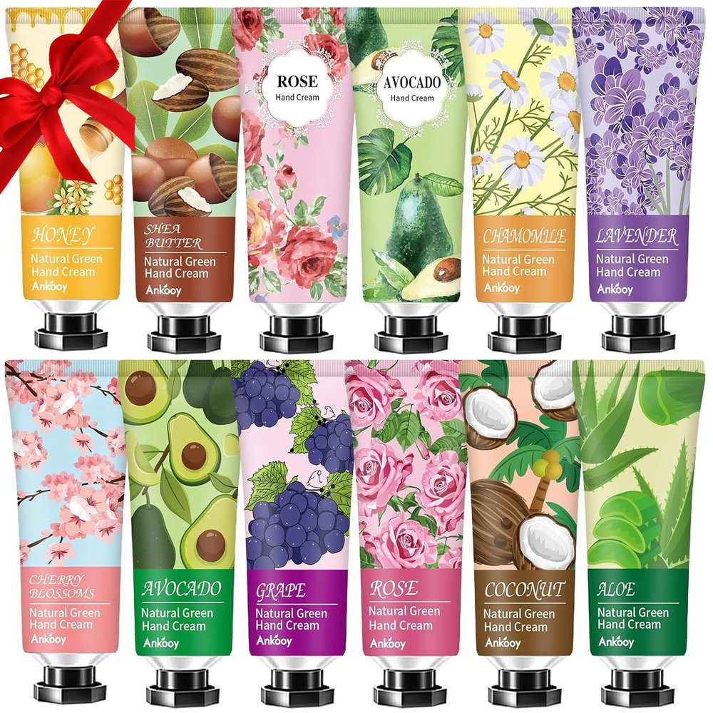 ANKOOY 12 Pack Hand Cream for Dry Cracked Hands,Stocking Stuffers for Women,Christmas Gifts for Teengirls, Natural Hand Lotion Travel Size,Mini Lotion Gifts for Teacher
