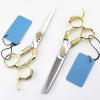 Professional Hair Cutting Shears, Professional Japan 440c 6 inch Retro gold hair cutting scissors haircut thinning barber haircutting shears Hairdresser scissors (Color : Set) view 1