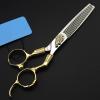 Professional Hair Cutting Shears, Professional Japan 440c 6 inch Retro gold hair cutting scissors haircut thinning barber haircutting shears Hairdresser scissors (Color : Set) view 3