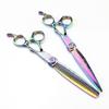 Professional Hair Cutting Shears, Professional 7 inch Rainbow Damascus Upscale scissor hair cutting scissors thinning barber haircut shears Hairdressing scissors (Color : Set) view 1