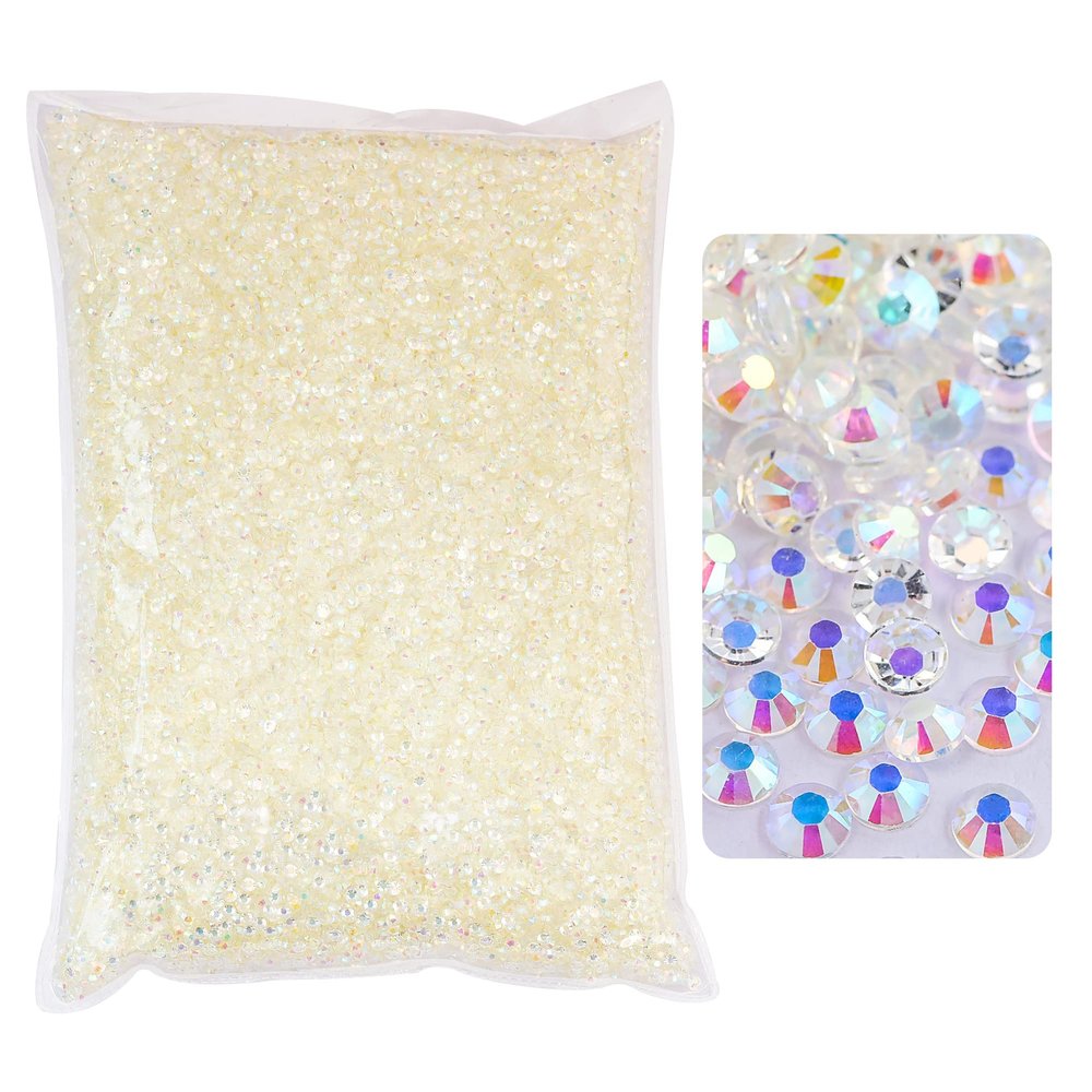 Blinginbox 25000pcs Flatback Rhinestones,Resin Non Hotfix Rhinestones Large Quantity Wholesale for Crafts DIY Creative Design,Clothes,Makeup,Nail Art (4mm=0.15", Transparent Clear AB)