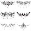 PAGOW 6pcs Fake Tattoos Women, Waterproof Floral Moon Bowknot Rose Realistic Temp Tattoo Stickers for Women Girl Chest, Waist (Large Size: 9.5x5.4inch/240x138mm) Black view 1