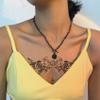 PAGOW 6pcs Fake Tattoos Women, Waterproof Floral Moon Bowknot Rose Realistic Temp Tattoo Stickers for Women Girl Chest, Waist (Large Size: 9.5x5.4inch/240x138mm) Black view 2