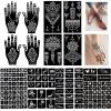 QSTOHENA Pack of 12 Henna Temporary Tattoo Stencil Kit - 145Pcs Glitter Airbrush Tattoo Sticker Indian Arabian Black Henna Tattoo Temp for Women Kids view 1