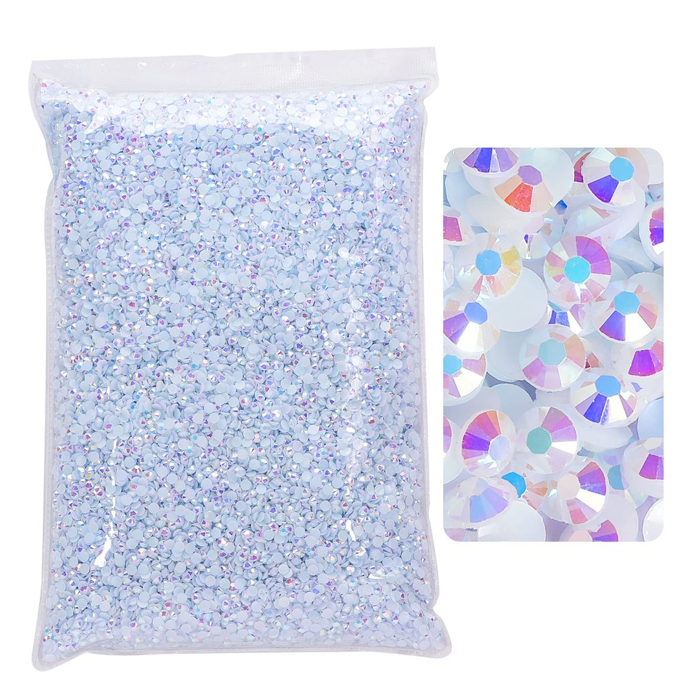 Blinginbox 25000pcs Flatback Rhinestones,Resin Non Hotfix Rhinestones Large Quantity Wholesale for Crafts DIY Creative Design,Clothes,Makeup,Nail Art (4mm=0.15", White AB)