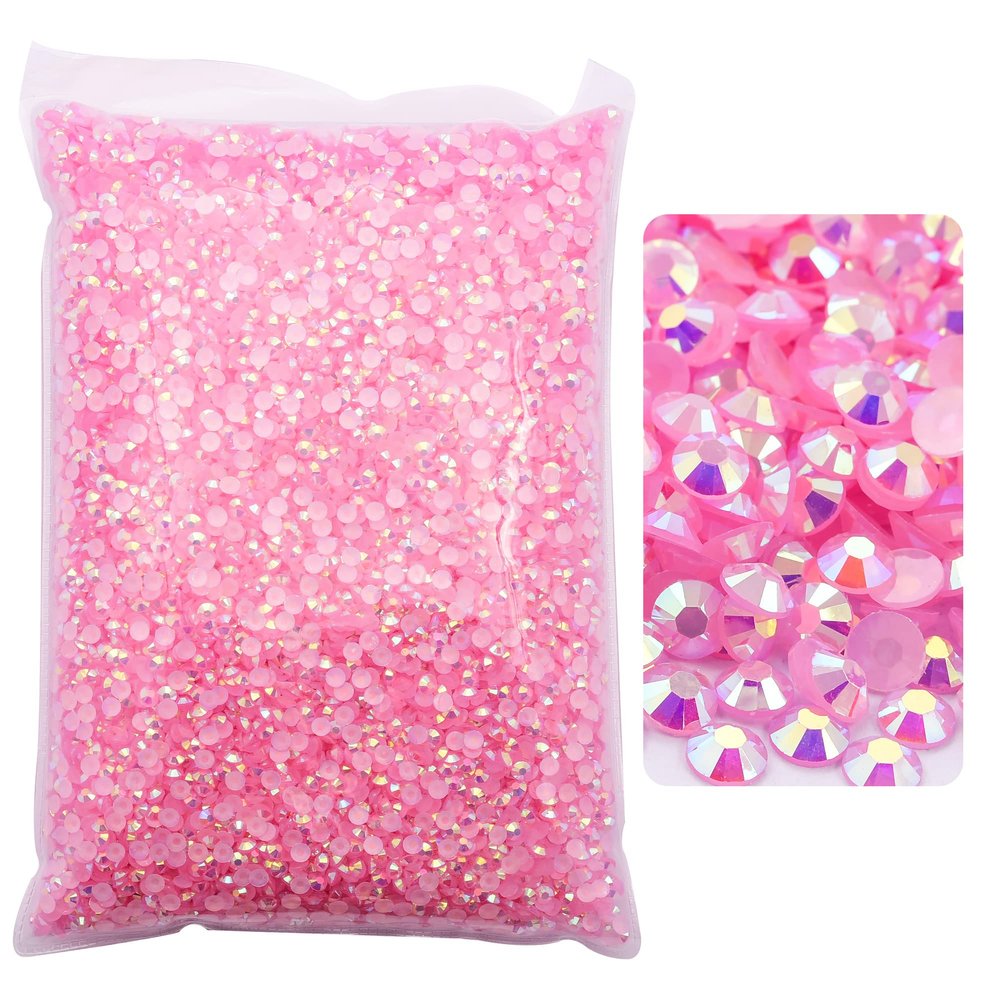 Blinginbox 25000pcs Flatback Rhinestones,Resin Non Hotfix Rhinestones Large Quantity Wholesale for Crafts DIY Creative Design,Clothes,Makeup,Nail Art (4mm=0.15", Lt.Pink AB)