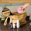 Abiudeng Large Makeup Bag for Women,Travel Makeup Organizer with Brush Holder, Dopp Kit Essentials,Waterproof PU Cosmetic Bag for Traveling,Multi Compartment, Cute,Spacious Capacity-yellow view 3