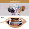 Abiudeng Large Makeup Bag for Women,Travel Makeup Organizer with Brush Holder, Dopp Kit Essentials,Waterproof PU Cosmetic Bag for Traveling,Multi Compartment, Cute,Spacious Capacity-yellow view 4