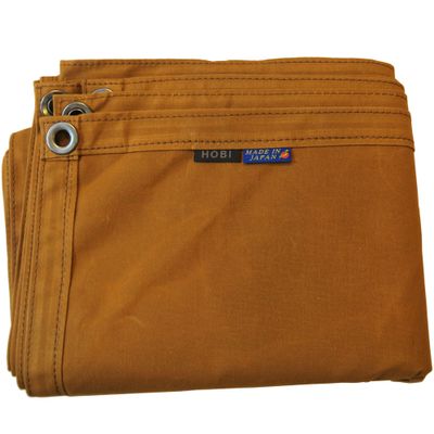 HOBI Canvas Tarp 3L 6.6'5, [Made in Japan] 8 Oz. 22 Mil Thick Water Resistant Paraffin Coating Big Grommet4 [RoughTough] Very Light Weight Heavy Duty Camel Tan Third Survive TARP
