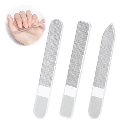 3 Pcs Nanoglass Nail File Set Professional Arc Nail File Reusable Pointed Coarse Nail File Emery Boards for Manicure
