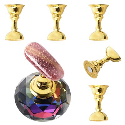 Acrylic Nail Practice Stand Magnetic Lotus Shape Nail Holder Stands Set Reusable Clear Crystal Nail Stand Bases for Beginner Colorful