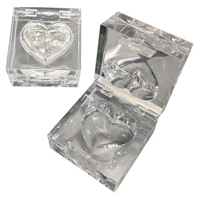 Heart Acrylic Nail Art Box 2 Pcs Transparent Glitter Rhinestone Box Creative Clear Nail Art Decorations Storage Box for Beads