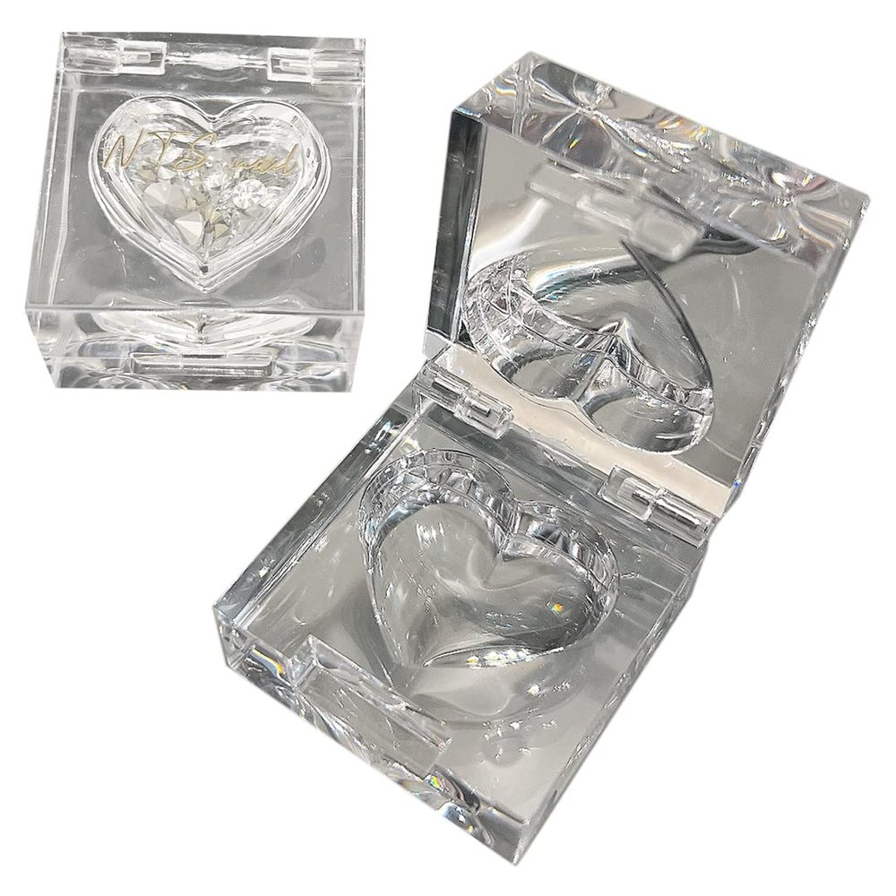 Heart Acrylic Nail Art Box 2 Pcs Transparent Glitter Rhinestone Box Creative Clear Nail Art Decorations Storage Box for Beads