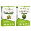 Drect Attar Ayurveda Natural Dye for Black Hair (Henna Leaves powder, Indigo leaves powder combo pack), Brown view 1