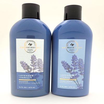 Aromatherapy -2 pc Bundle - Lavender + Vanilla - Shampoo and Conditioner - 16 FL OZ each