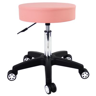 FURWOO Rolling Stool with Wheels Adjustable Task Chair Swivel Salon Office Desk Stool Round Pink