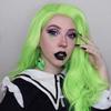 Angle Lucky Green Lace Front Wig Long Body Wavy Neon Green Free Part Wig Heat Resistant Fiber Glueless Daily Wear Wigs for Women 24 Inches view 2