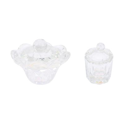 2pcs Nail Art Crystal Cup Pen Cleaning Cups Nail Art Liquid Containers Nail Liquid Cups Nail Salon Supplies Nail Liquid Holders Manicure Liquid Holder Cups Powder Mixing Cups