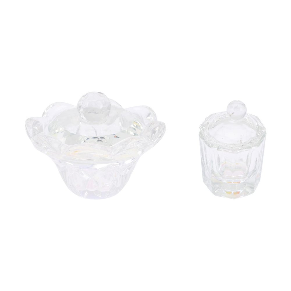 2pcs Nail Art Crystal Cup Pen Cleaning Cups Nail Art Liquid Containers Nail Liquid Cups Nail Salon Supplies Nail Liquid Holders Manicure Liquid Holder Cups Powder Mixing Cups