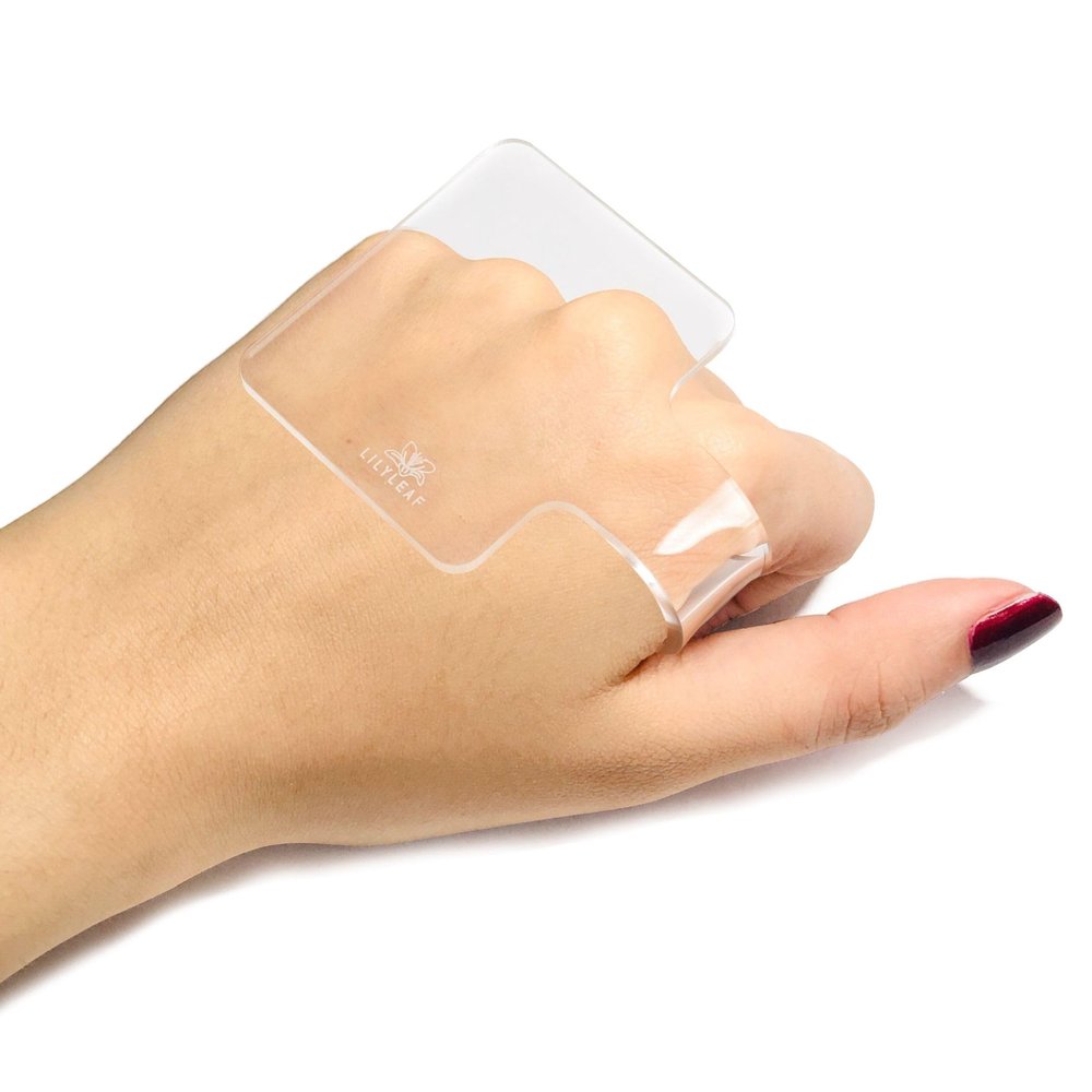 LilyLeaf Handheld Makeup Mixing Palette - Transparent Hand Tray for Mixing Foundation - Clear Acrylic Blending Plate for Makeup Lovers and Professionals with Cute Storage Bag (L)