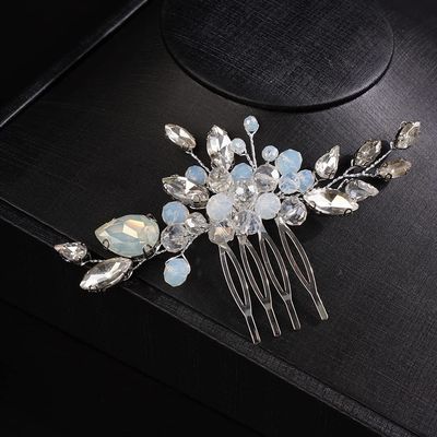 JWICOS Crystal Bride Wedding Hair Comb Silver Bridal Headpieces Beads Wedding Hair Accessories Side Combs for Women and Girls