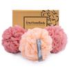 myHomeBody Large 70g Loofah Sponge, Body Scrubber, Bath Sponge, Loofah for Women, Men, Exfoliating Sponge Shower Pouf with Activated Charcoal - 3 Pack, 2 Coral Red + 1 Peach view 1