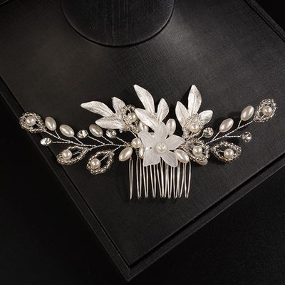 JWICOS Wedding Hair Comb Silver Flower Bridal Hair Pieces Leaf Hair Clips Wedding Hair Accessories for Women and Girls