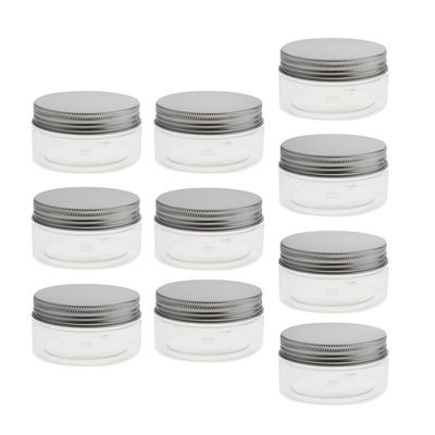 Easnea Transparent Empty Plastic Clear Cosmetic Makeup Jar Pot Containers Cases with Aluminum Screw Lid, 10 Pack, 7 Sizes Optional - Clear, 80ml
