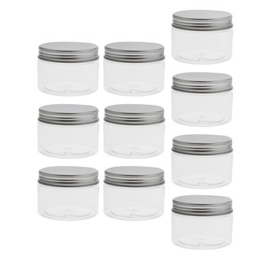 Easnea Transparent Empty Plastic Clear Cosmetic Makeup Jar Pot Containers Cases with Aluminum Screw Lid, 10 Pack, 7 Sizes Optional - Clear, 120ml