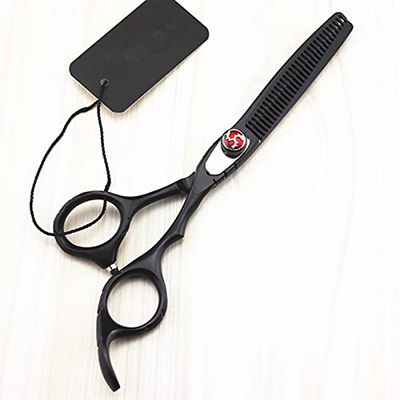 Professional Hair Cutting Shears, Professional Japan 440c 6 inch Black hair cutting scissors haircut thinning barber haircutting shears Hairdresser scissors (Color : Thinning)