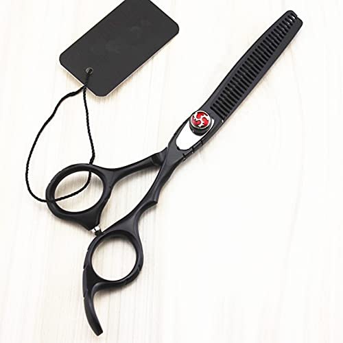 Professional Hair Cutting Shears, Professional Japan 440c 6 inch Black hair cutting scissors haircut thinning barber haircutting shears Hairdresser scissors (Color : Thinning)