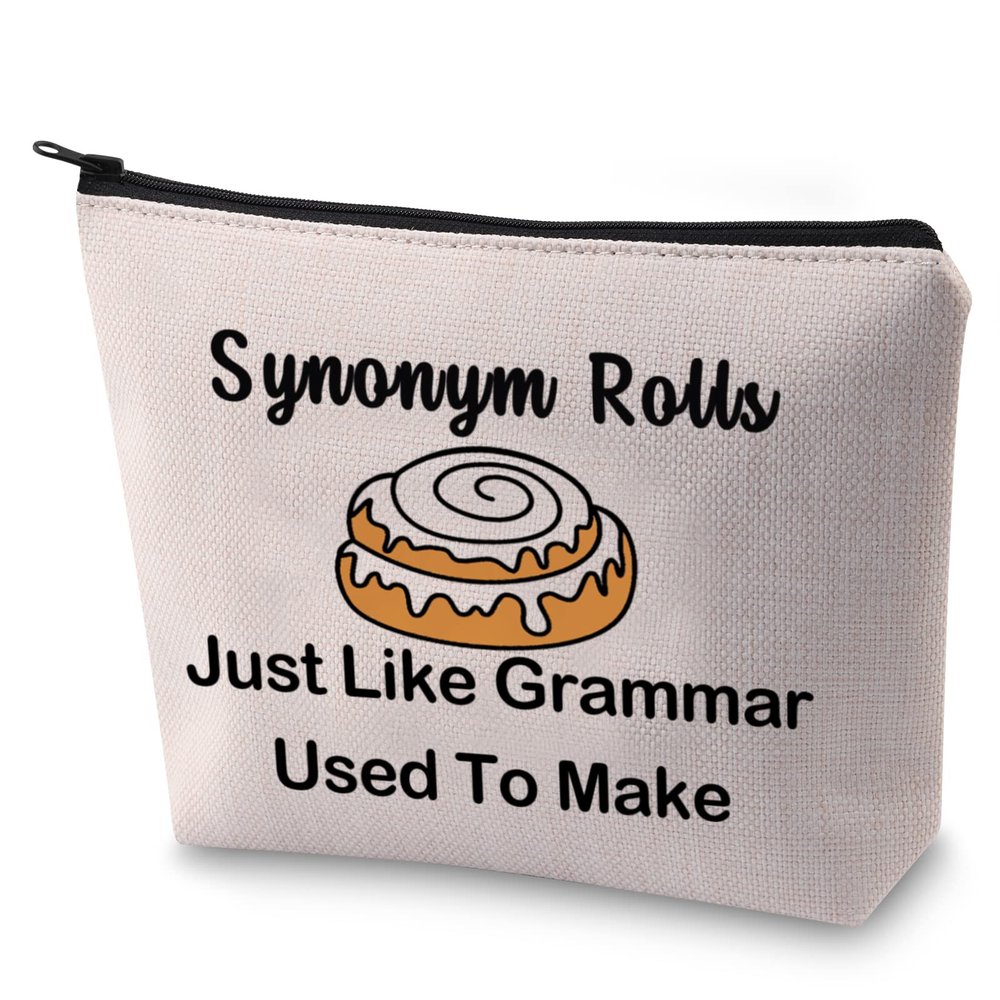 BLUPARK Funny Teacher Makeup Bag English Teacher Gift Synonym Rolls Just Like Grammar Used To Make Cosmetic Bag (Synonym Rolls)