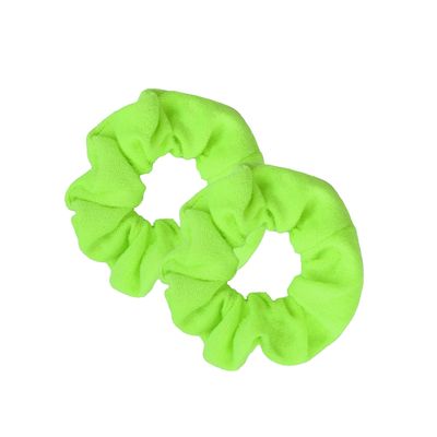 Set of 2 Terry Hair Scrunchies - Neon Yellow