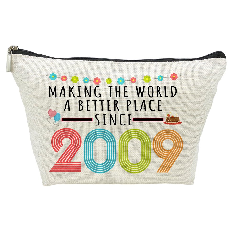 17th Birthday Gifts for Girls, Funny 17 Year Old Gift Makeup Bag, 2009 17th Birthday Makeup Bags for Her, Teens, Sister, Daughter, Niece, Granddaughter, Making The World a Better Place Since 2009