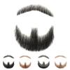 BEXIUKAKA False Mustaches Fake Beard Realistic 100% Human Hair Face Beard Realistic and Mustache Black for Men Realistic Makeup Lace Beards Invisible False Performance Cosplay(Black) view 1