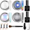 Chrome Nail Powder Gifts for Women - White Pearl Chrome Powder, Aurora Mermaid Iridescent Chromes Powder, Holographic Unicorn Rainbow Sliver Metallic Mirror Effect Nail Glitter Manicure view 1