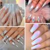 Chrome Nail Powder Gifts for Women - White Pearl Chrome Powder, Aurora Mermaid Iridescent Chromes Powder, Holographic Unicorn Rainbow Sliver Metallic Mirror Effect Nail Glitter Manicure view 2