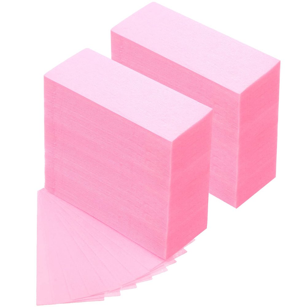 Blulu 400 Wax Strips Non Woven for All Skin Types Facial and Body Hair Removal Wax Paper Strips Epilating for Leg, Chest, Back, Intimate Area And Face 10 x 3.8 cm(Pink)
