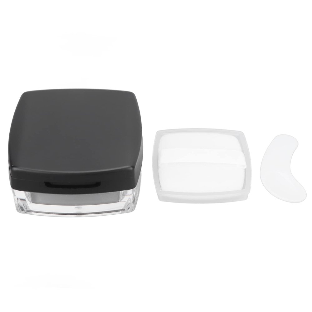 Empty Powder Case, Refillable Separately Storage Box Container with Powder Puff for Makeup Loose Powder (Black)