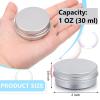 Patelai 64 Pieces Lip Balm Tin Containers Screw Top Round Tin Cans Aluminum Jar with Screw Lid, Empty Bottle Travel Cosmetic Sample Container for DIY(1 oz,Silver) view 2