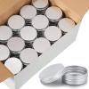 Patelai 64 Pieces Lip Balm Tin Containers Screw Top Round Tin Cans Aluminum Jar with Screw Lid, Empty Bottle Travel Cosmetic Sample Container for DIY(1 oz,Silver) view 3