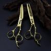 Professional Hair Cutting Shears, Professional Japan 440c steel 6 inch Curved hair cutting scissors Gold haircut thinning barber cut shears hairdressing scissors (Color : Set with bag) view 2