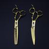 Professional Hair Cutting Shears, Professional Japan 440c steel 6 inch Curved hair cutting scissors Gold haircut thinning barber cut shears hairdressing scissors (Color : Set with bag) view 3