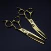 Professional Hair Cutting Shears, Professional Japan 440c steel 6 inch Curved hair cutting scissors Gold haircut thinning barber cut shears hairdressing scissors (Color : Set with bag) view 4