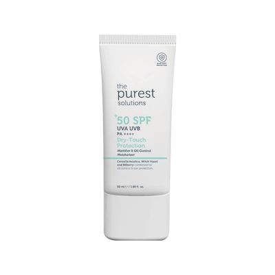 The Purest Solutions Dry-Touch Protection (Mattifier & Oil Control Moisturizer SPF 50+) - Combined with Witch Hazel & Bilberry - Oily Skin Type - Vegan | Cruelty Free | Eco Friendly (1.69 fl. oz)