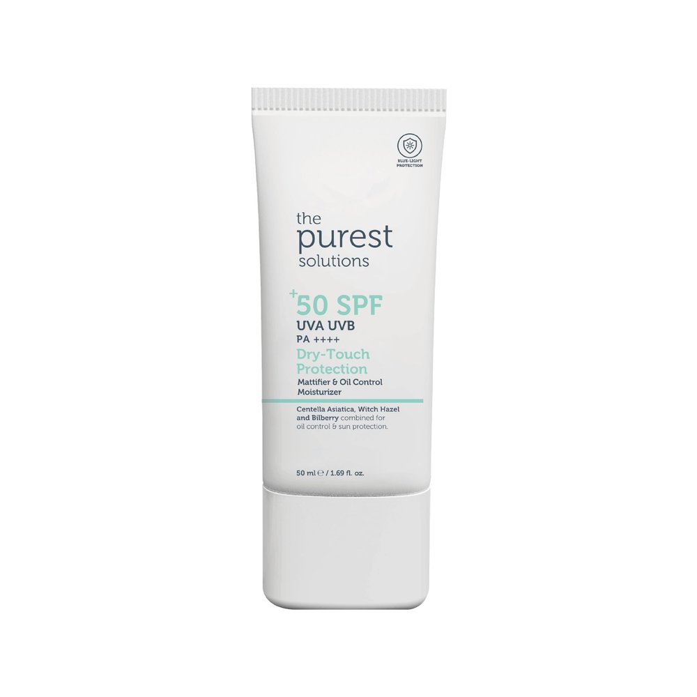 The Purest Solutions Dry-Touch Protection (Mattifier & Oil Control Moisturizer SPF 50+) - Combined with Witch Hazel & Bilberry - Oily Skin Type - Vegan | Cruelty Free | Eco Friendly (1.69 fl. oz)
