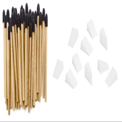 Artist's Choice Makeup Sponge Mini Applicator Wedges (100 Pack) and Eco Friendly Bamboo Eye Shadow Applicators (50 Pack) Professional Option for Single-Use Application