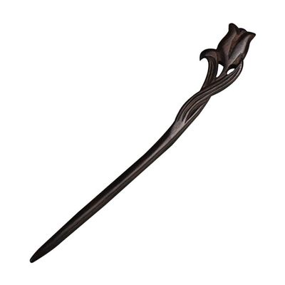 KALLORY Retro Vintage Wooden Hairpin Tulip Flower Decor Hair Stick Women Girls Chopsticks Decorative